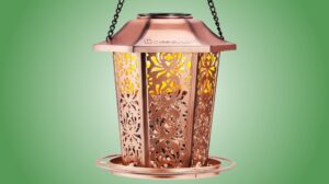 Solar-Powered Decorative Hanging Metal Bird Feeder for Your Garden or Patio