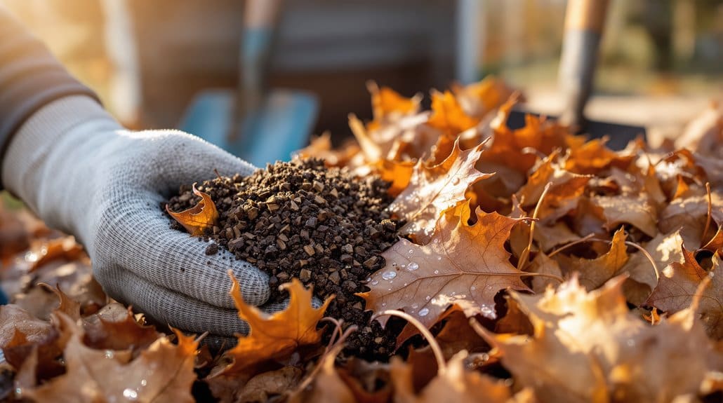 composting autumn leaves into soil
