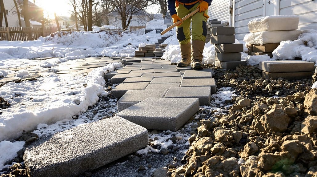 plan hardscapes during winter
